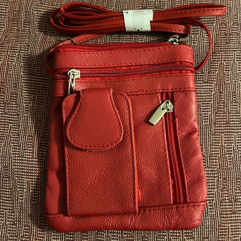 Small red leather crossbody purse. NWTs Great for a night of dancing.